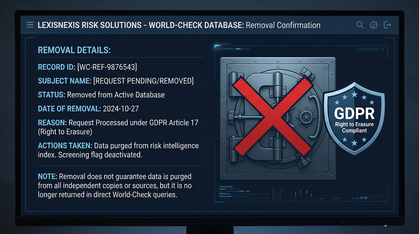 World-Check Löschung LexisNexis Refinitiv Anwalt